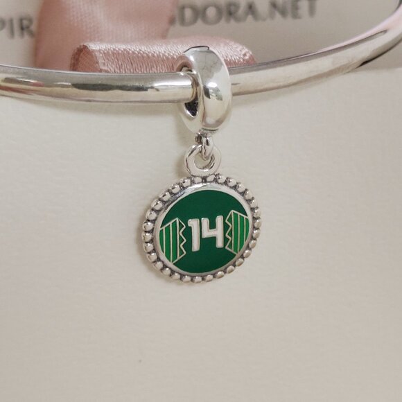 Pandora Engraving Mexico Soccer Jersey #14 Dangle Charm Exclusive Pendant S925 - Picture 1 of 7